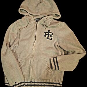 KPolo by Ralph Lauren Beige Zip-Up Hooded Sweater, HEAVY